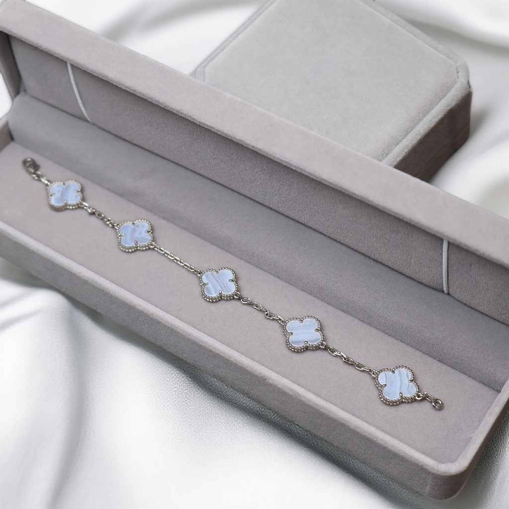 【梵璇珠宝】18k金 紫玉髓五花手链 k白【特价福利】