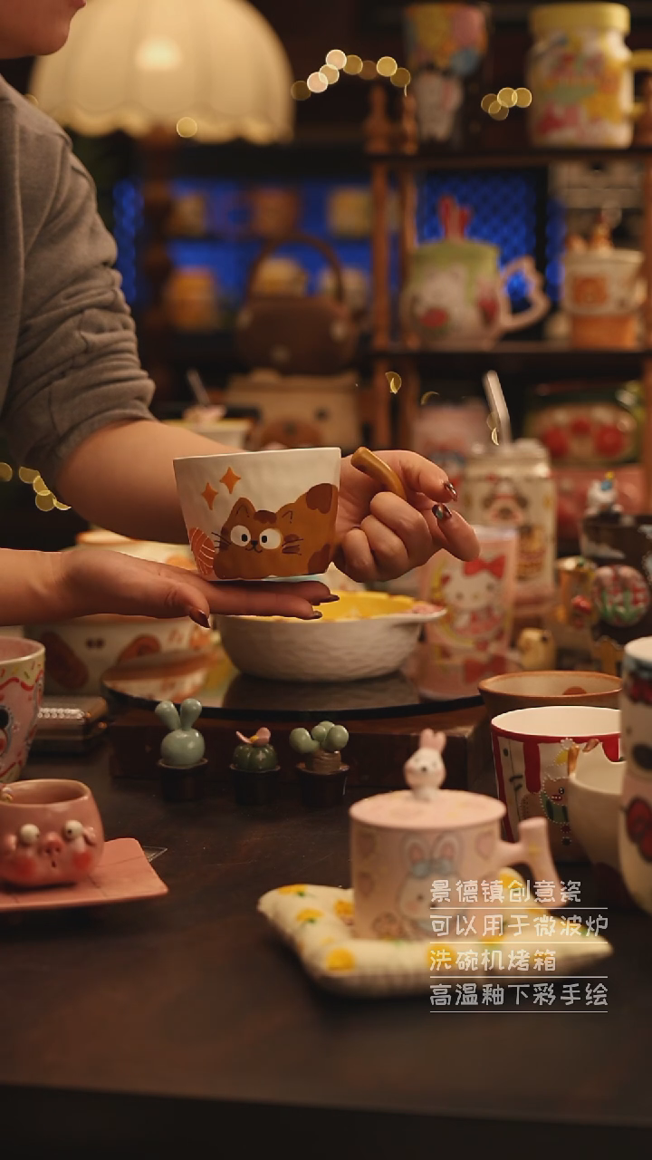陶瓷景德镇可爱陶瓷釉下彩绘设计师款