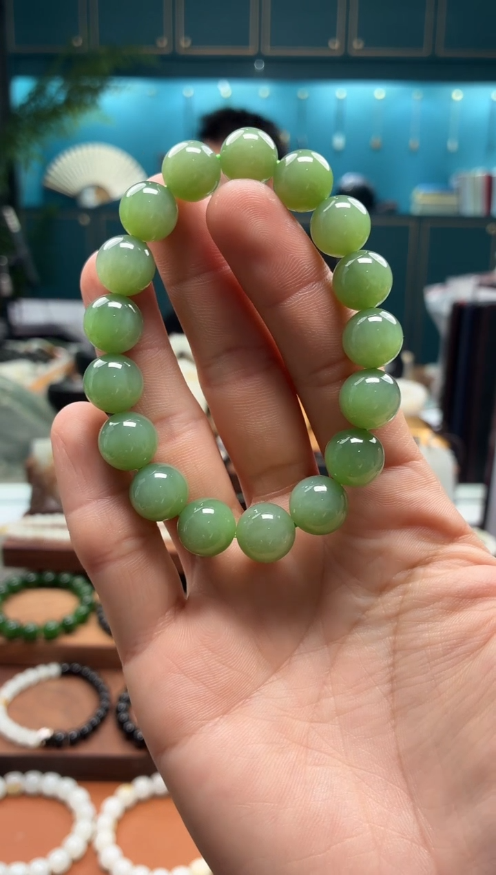 未镶嵌手串和田玉碧玉12mm圆