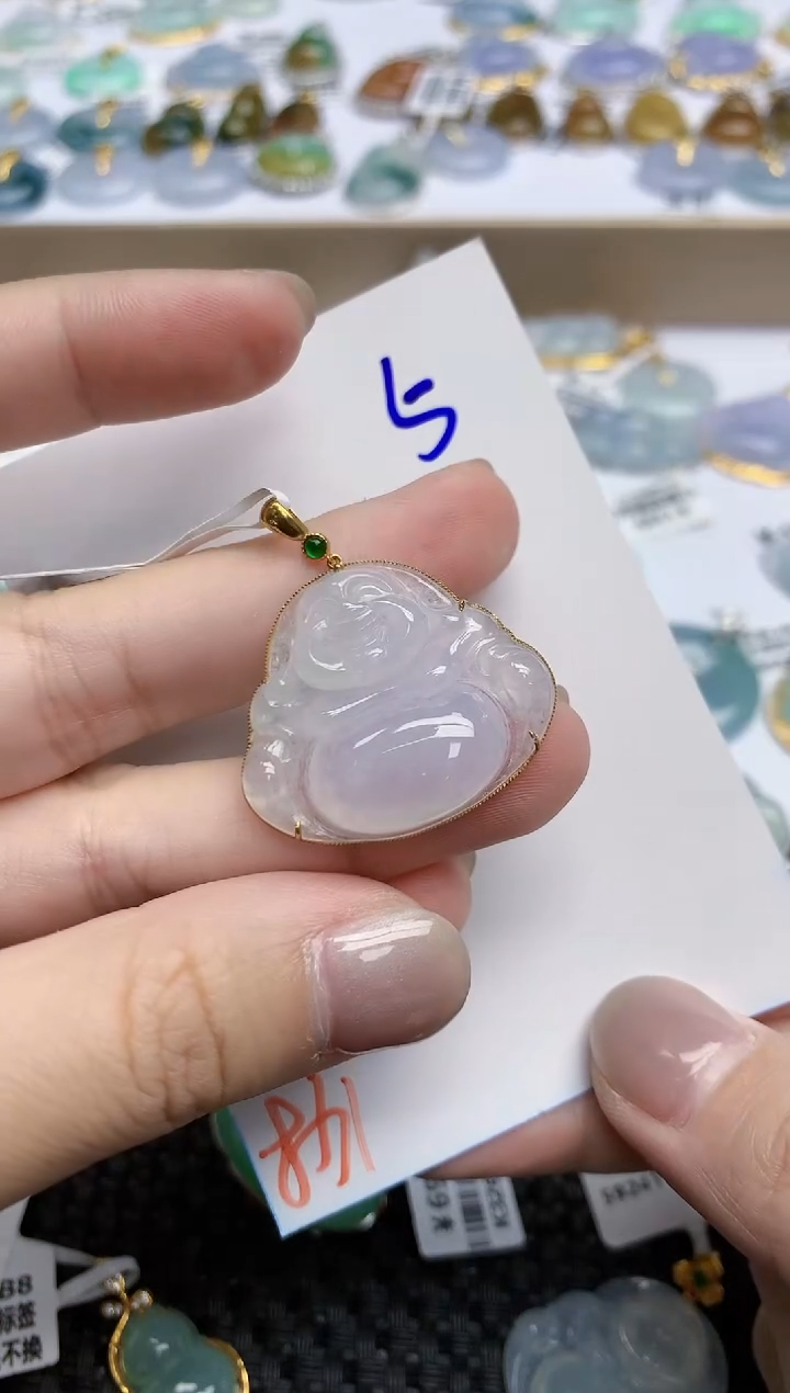 【闪购商品】翡翠颈饰18K金镶嵌天然翡翠A货