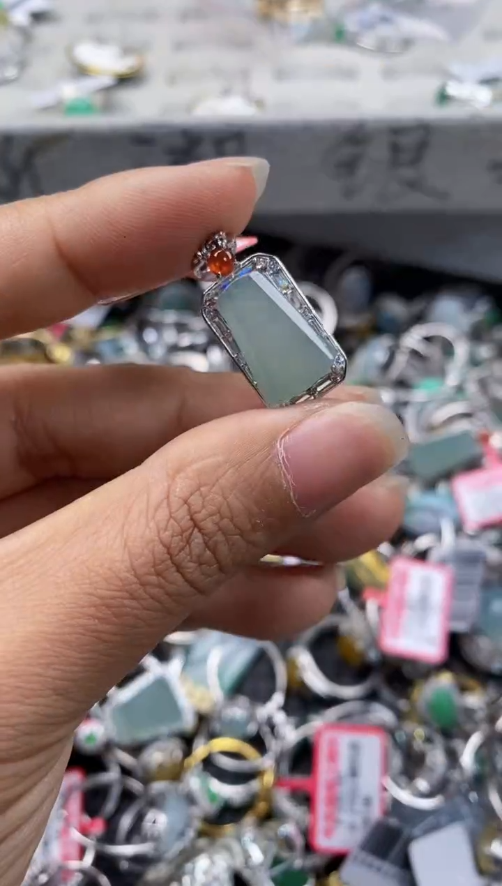 银S925镶嵌戒指翡翠11---3