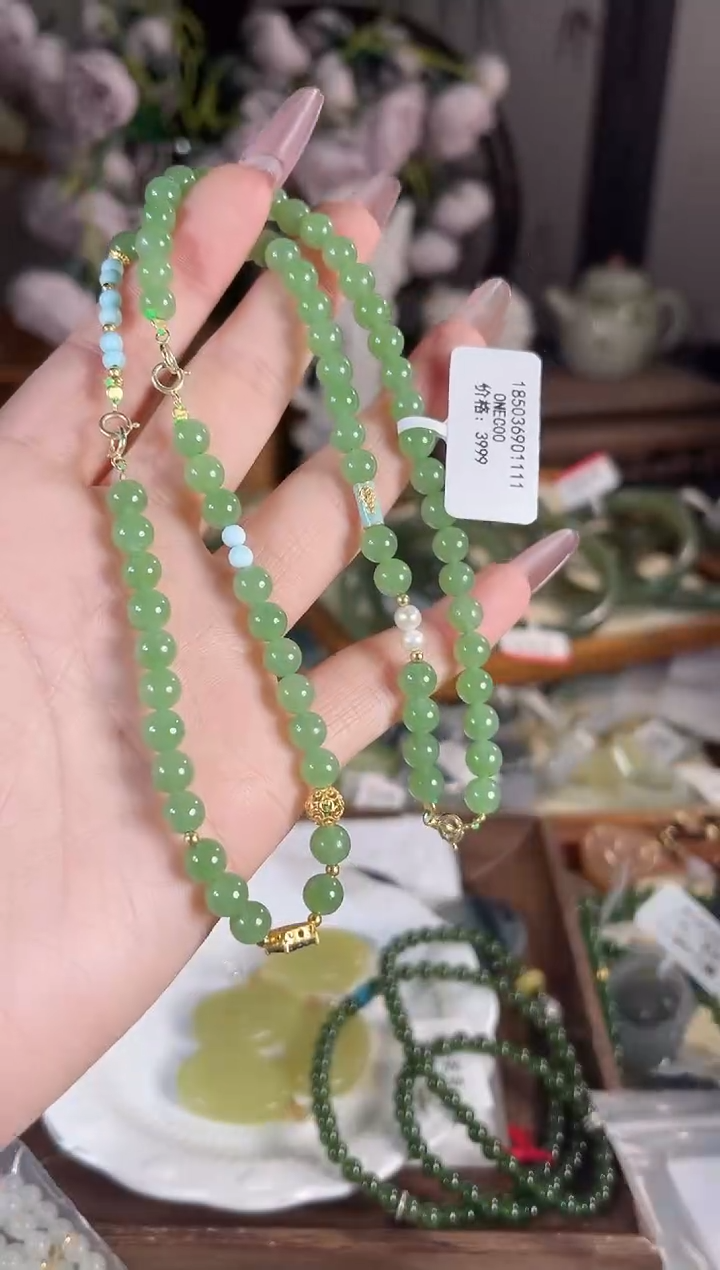 项链银S925镶嵌和田玉多样性发其一孤品默认微瑕