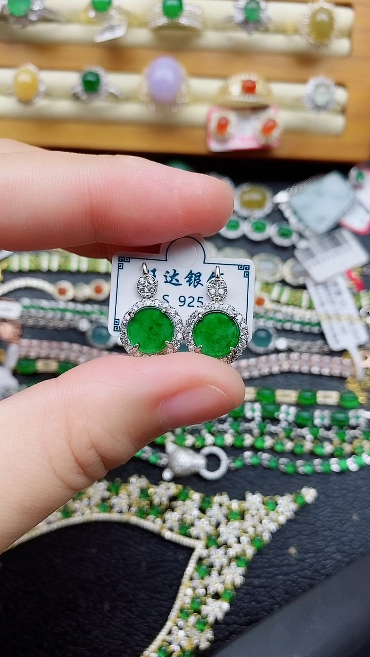 银S925镶嵌戒指翡翠1