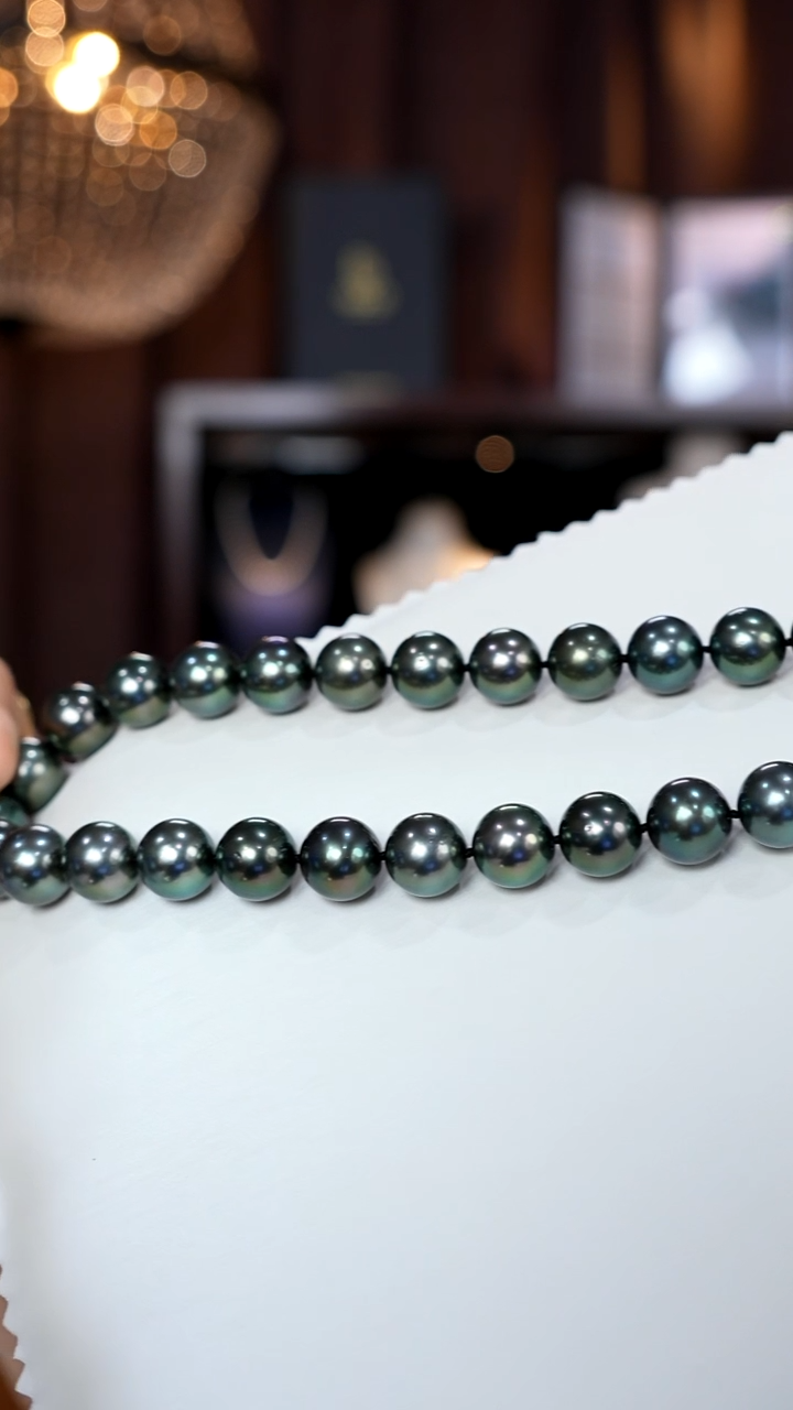 银S925镶嵌项链海水珍珠大溪地11-12mm