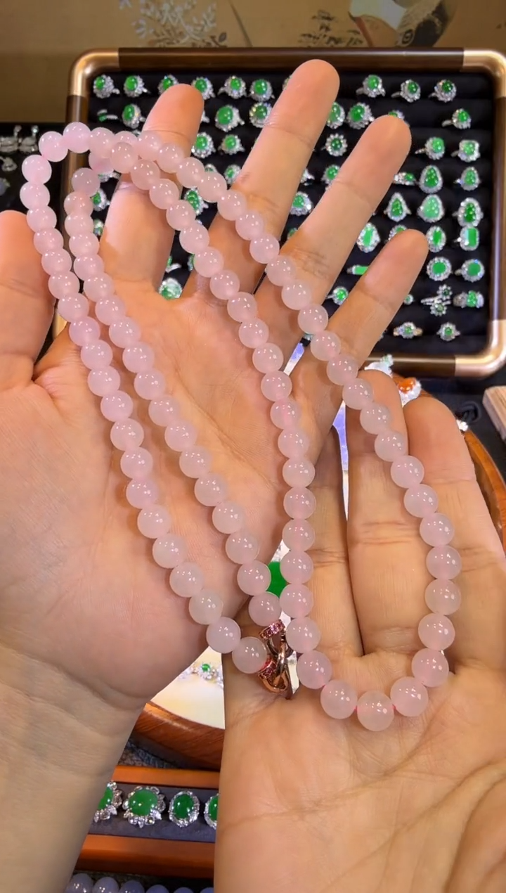 【闪购商品】翡翠颈饰未镶嵌冰紫珠珠项链（诸事顺利）