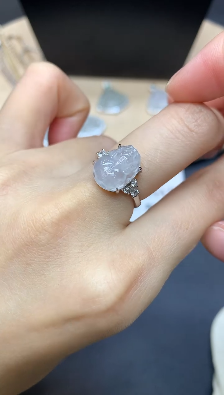 【闪购商品】翡翠戒指银S925镶嵌貔貅【多样性发其一】