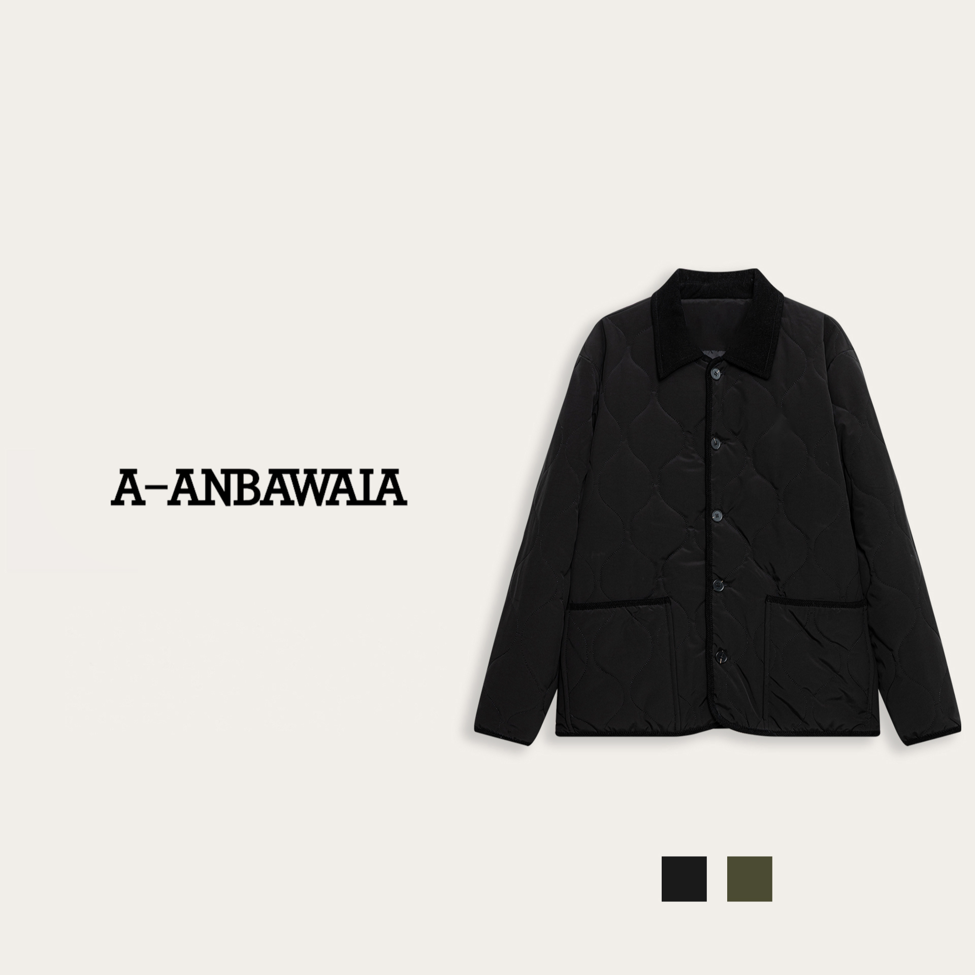 【C36106】【HAO】秋冬新款菱形格拼接翻领时尚百搭棉服外套