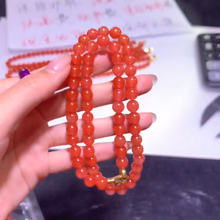 【逍遥】南红玛瑙圆珠约7mm项链*835/29/多样性发/1件