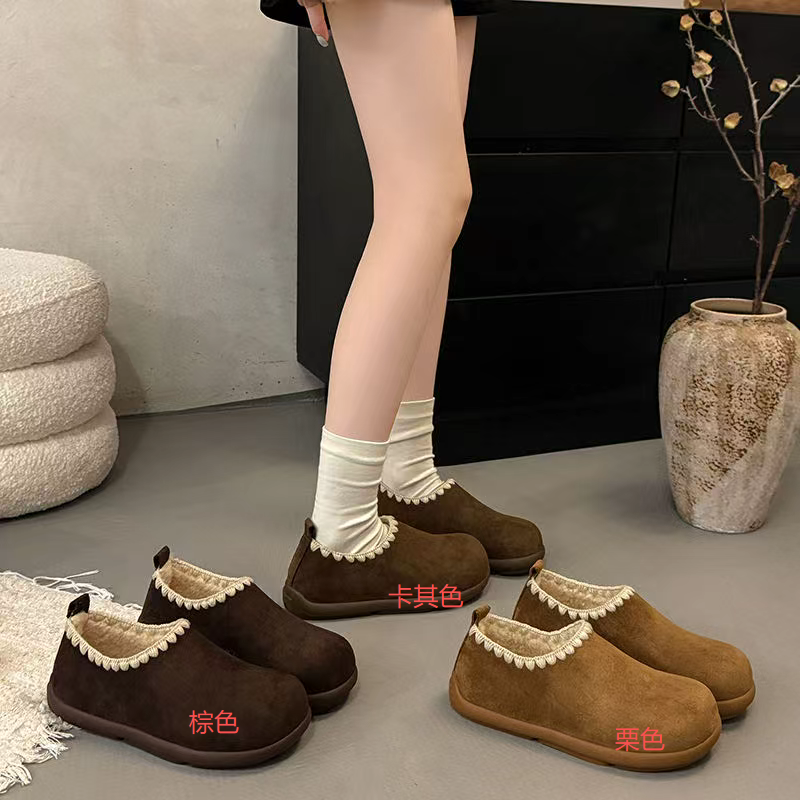 1016-1新款加绒花边舒适百搭软底时尚勃肯鞋仓