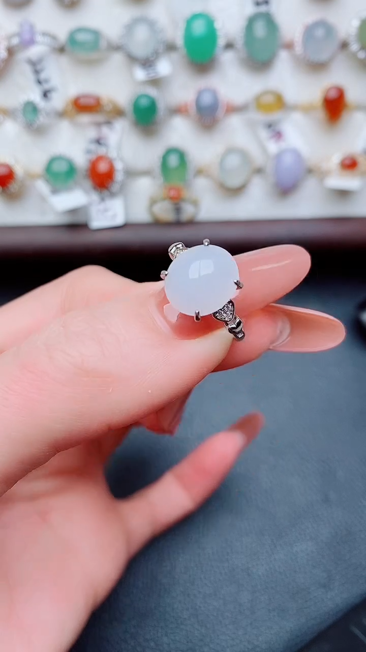 银S925镶嵌戒指翡翠...