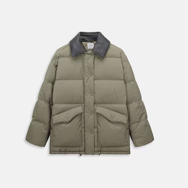 1SY333036F拉链加绒加厚款单排扣长袖拼接轻薄保暖