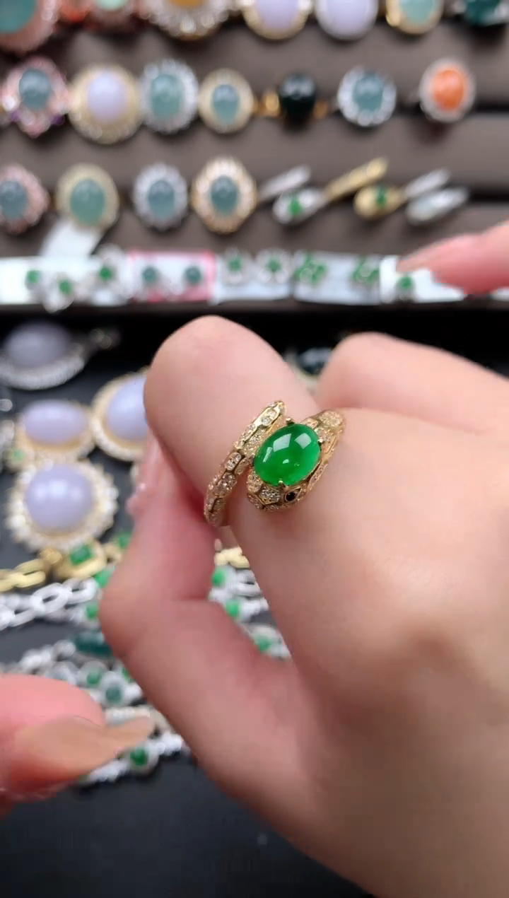 【闪购商品】翡翠戒指银S925镶嵌52141