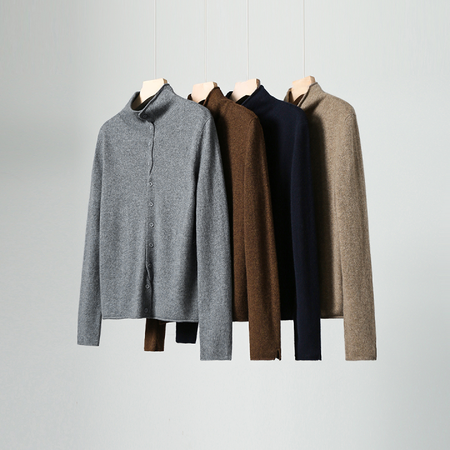 【九月木兮】意大利工艺山羊绒气质排扣立领针织上衣S82676ZWMVG