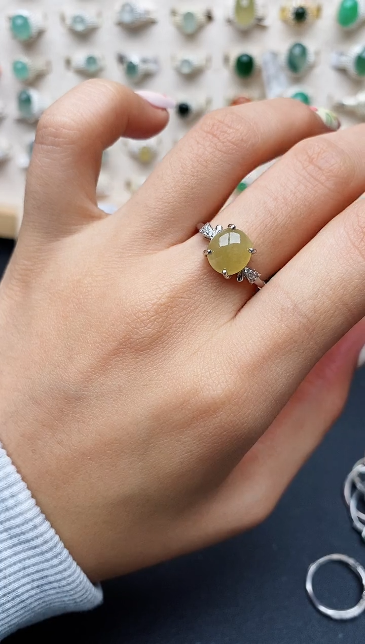 【闪购商品】翡翠戒指银S925镶嵌缅甸翡翠