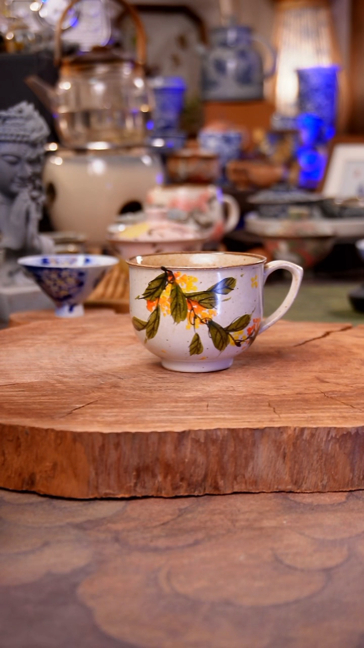 杯子陶桂花手工手绘手工手绘