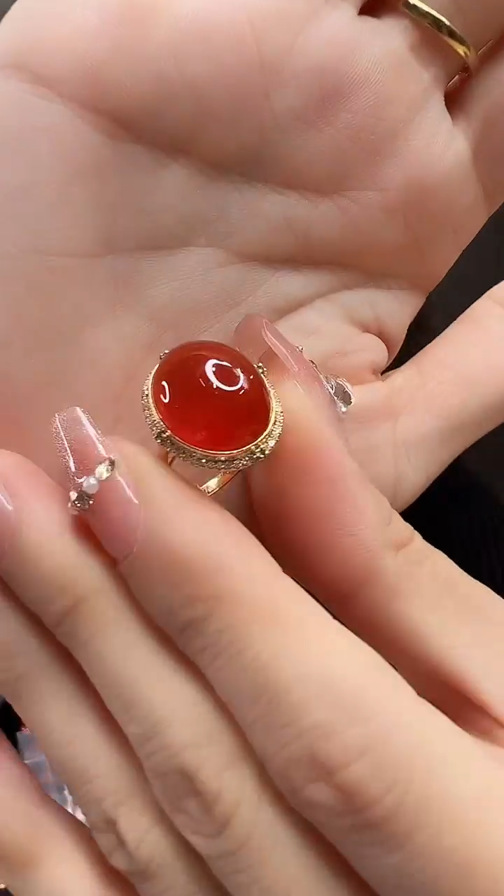 【闪购商品】南红玛瑙戒指18K金镶嵌/YJ
