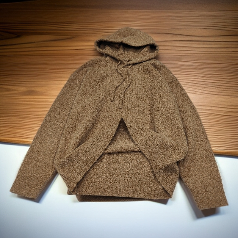 【10%羊毛】男士连帽休闲秋季保暖设计感男款羊毛衫4269