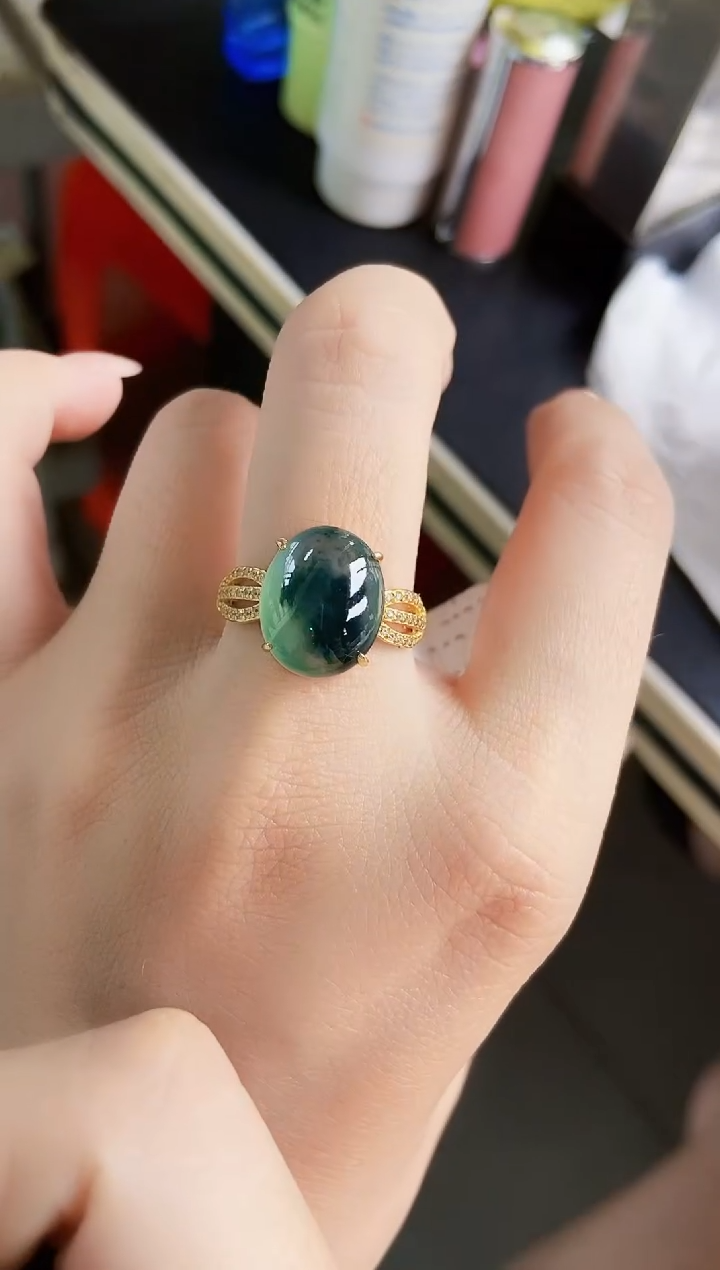 翡翠戒指银S925镶嵌21