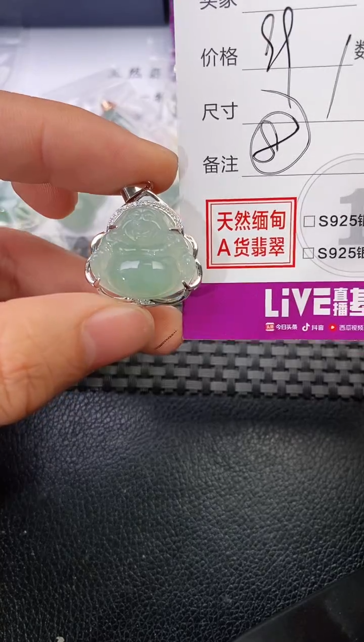 颈饰银S925镶嵌翡翠环****提挂件