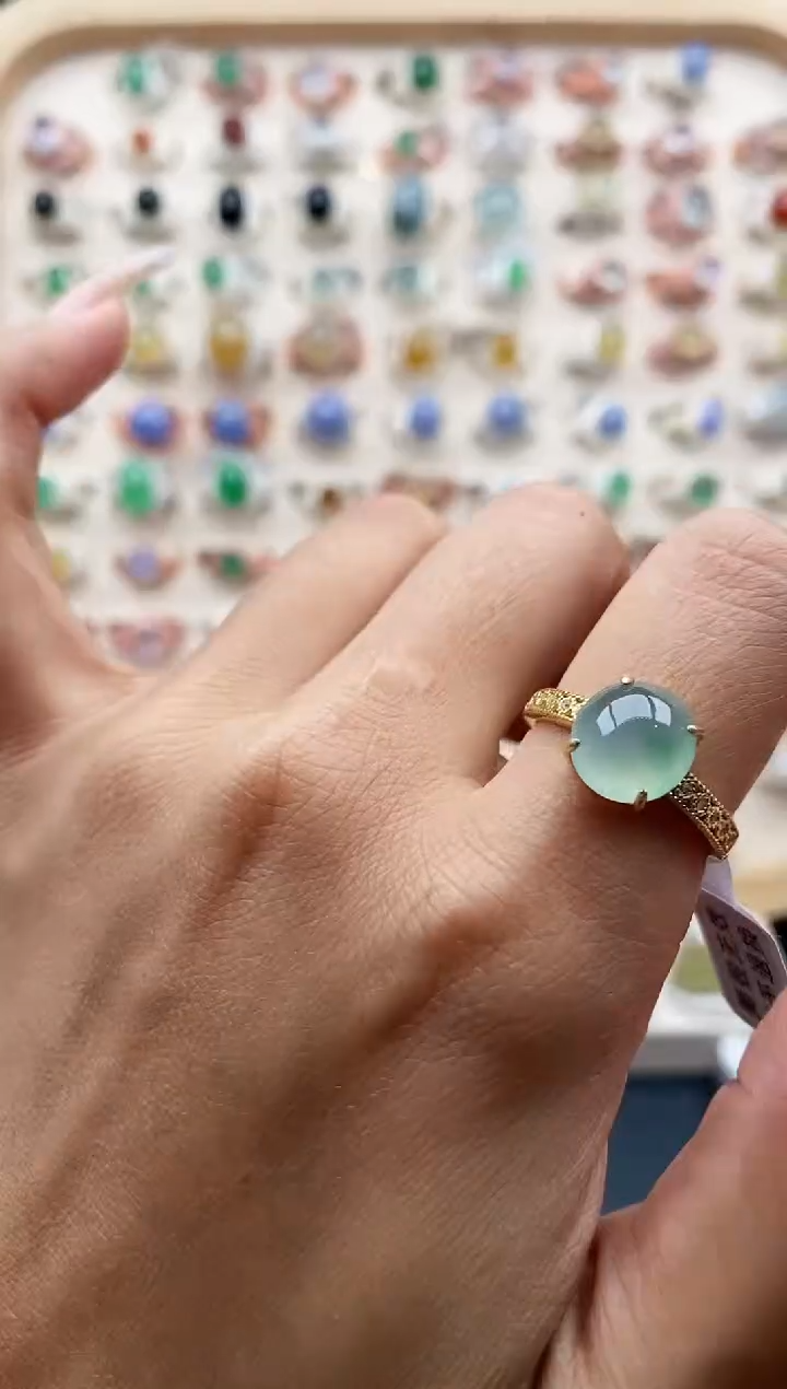 【闪购商品】翡翠戒指银S925镶嵌缅甸天然A货翡翠333  3+6