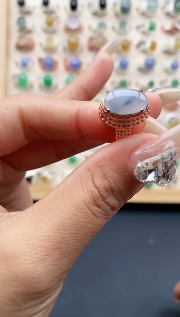 【闪购商品】翡翠戒指未镶嵌缅甸天然A货翡翠444  10+7