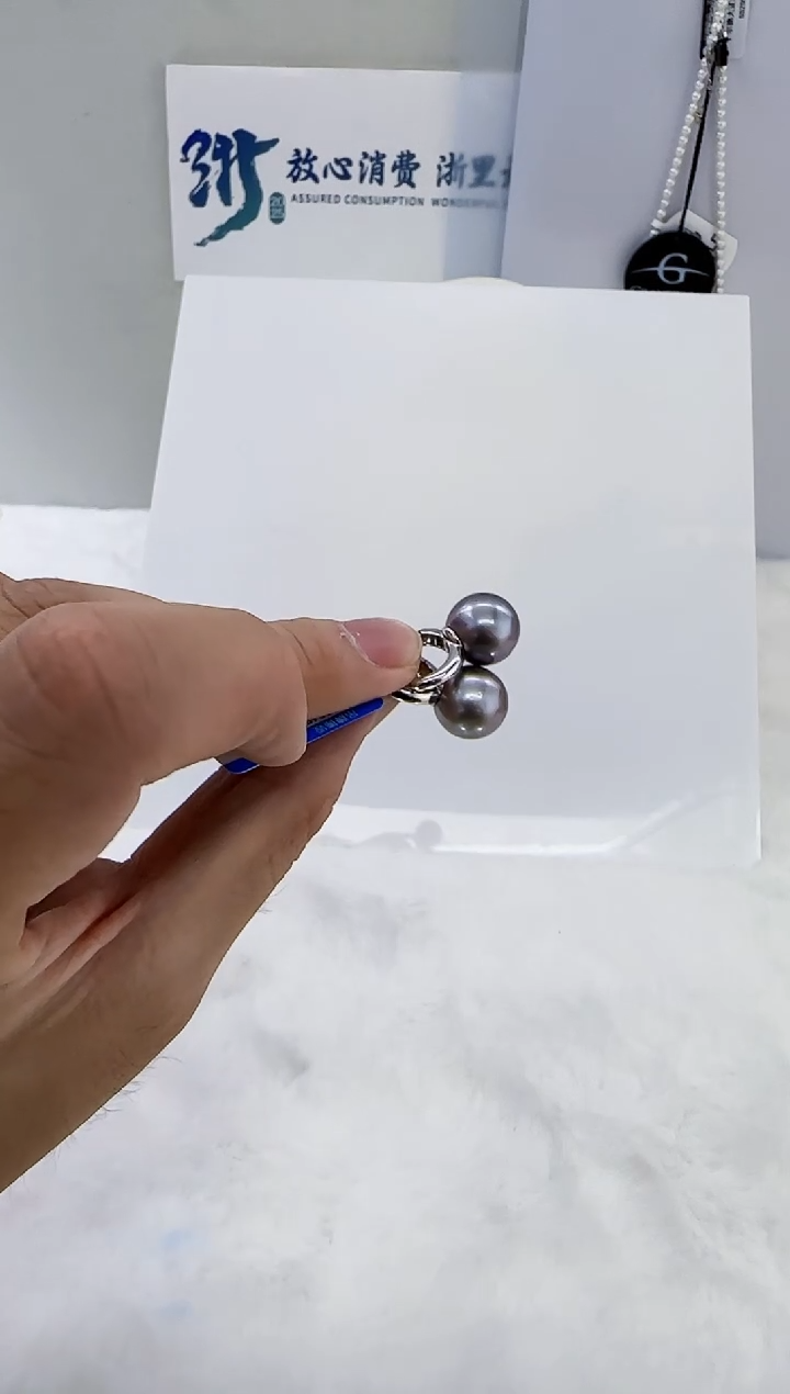 银S925镶嵌海水珍珠DA大溪地珍珠耳饰12  y245