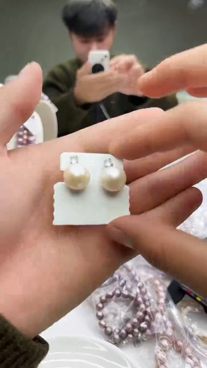 未镶嵌耳饰淡水珍珠白色系耳饰