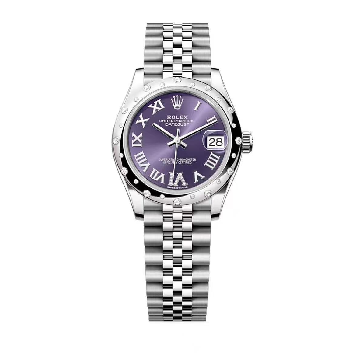 99新 Rolex/劳力士 小橘/278344紫色/甜甜圈原钻/31mm/单表