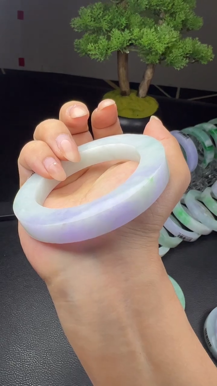 未镶嵌圆条定制翡翠手镯定制55-57