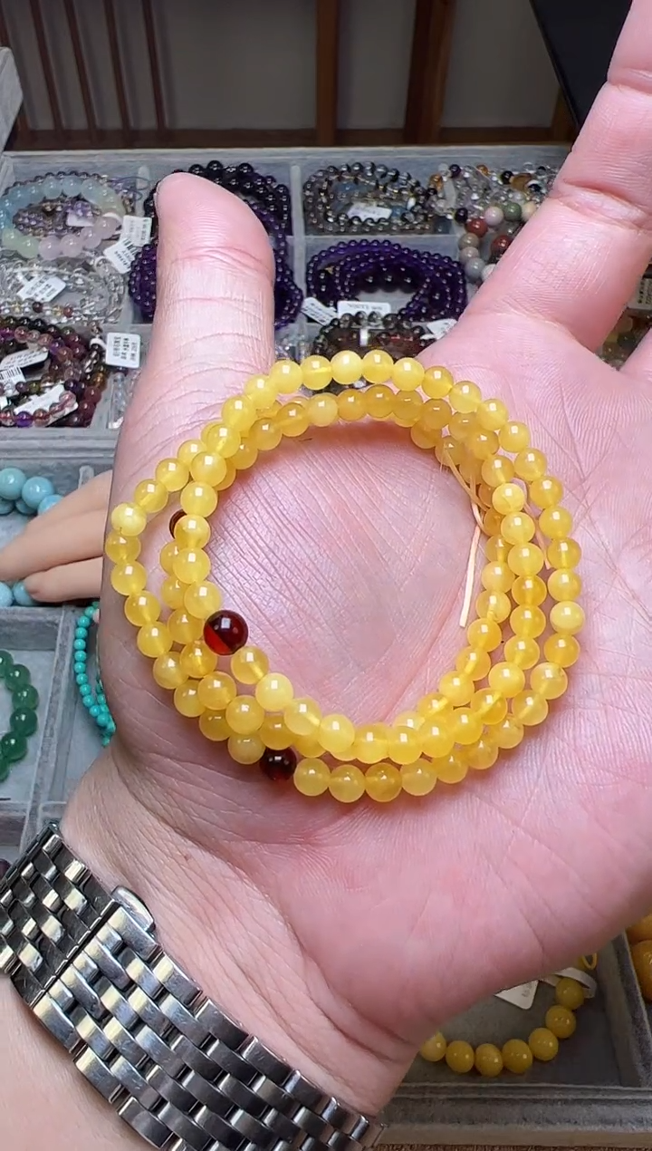 手串蜜蜡未镶嵌?****࿐蜜蜡多圈长链