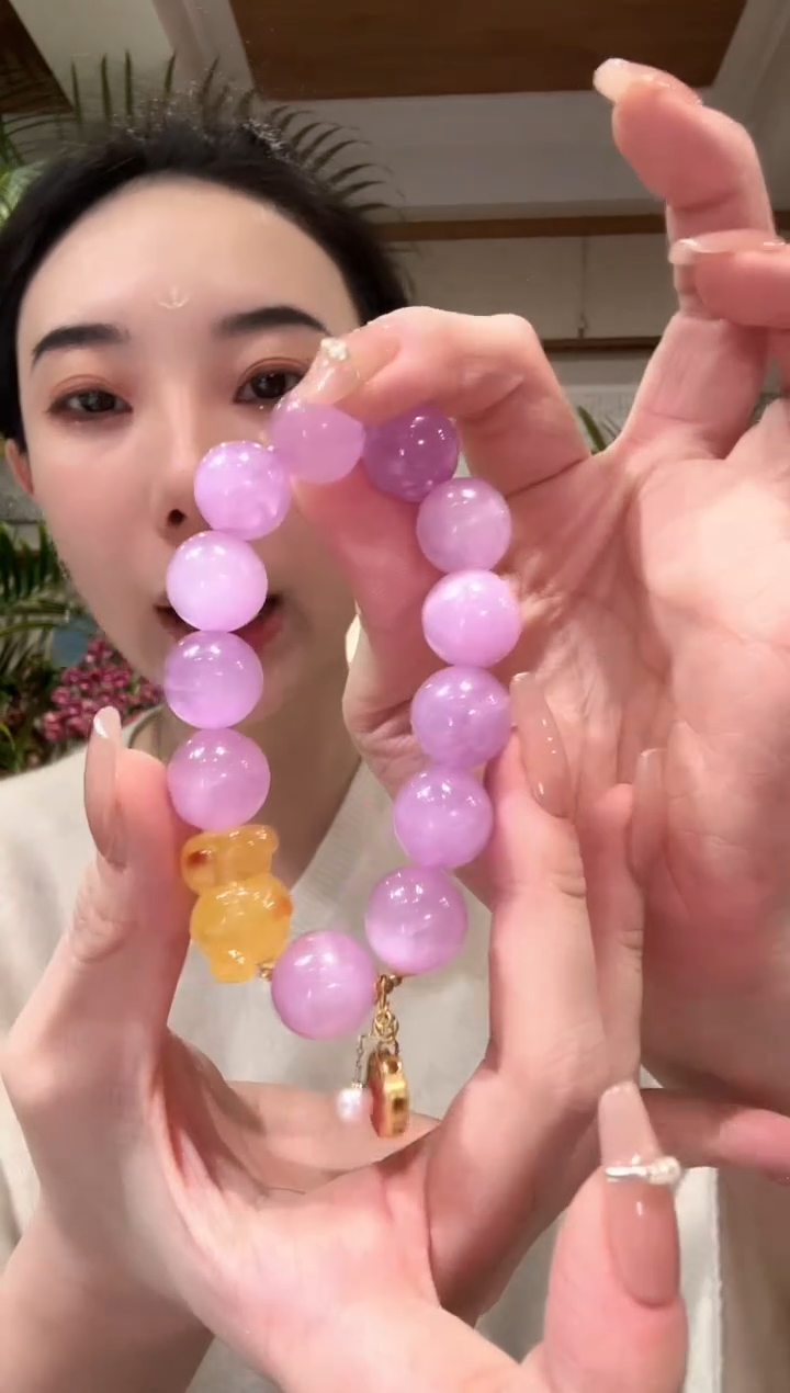 【闪购商品】锂辉石手串18K金镶嵌国风