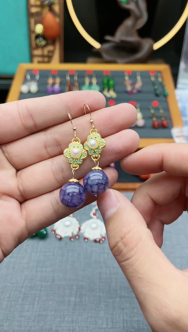 【闪购商品】玛瑙/玉髓耳钉银S925镶嵌312000