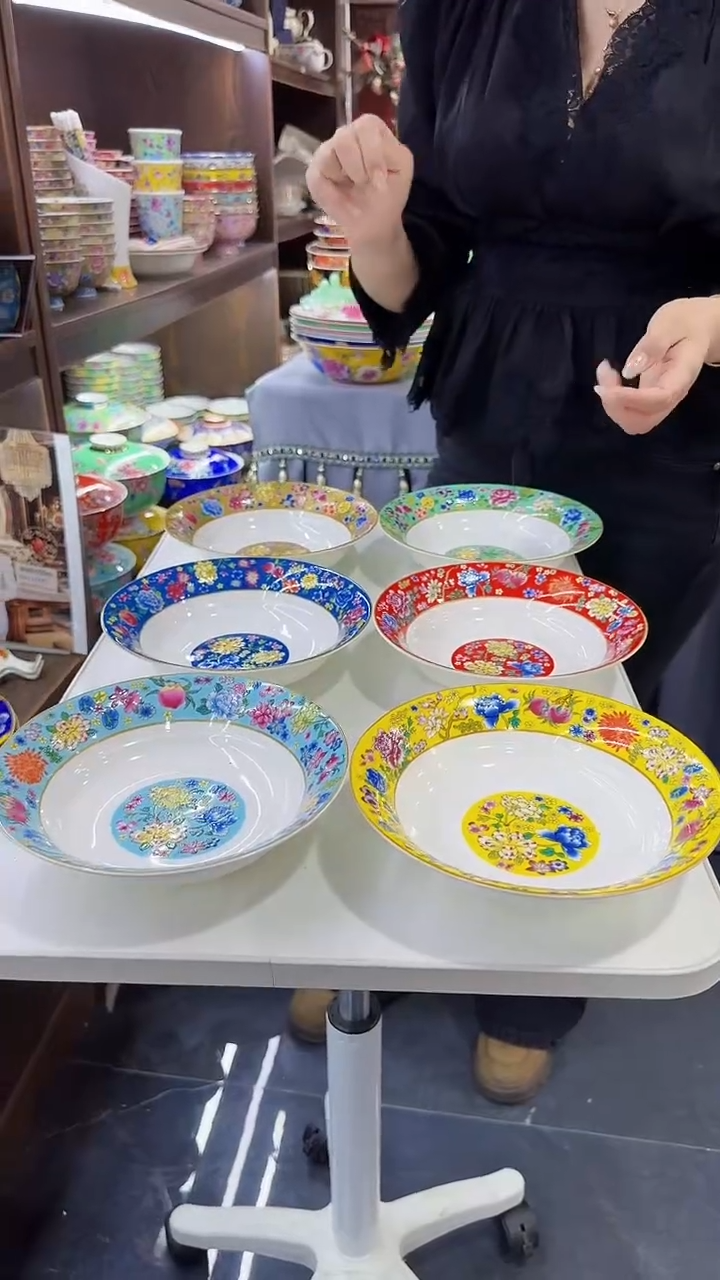 瓷片7.5英寸圆深盘6个景德镇陶瓷
