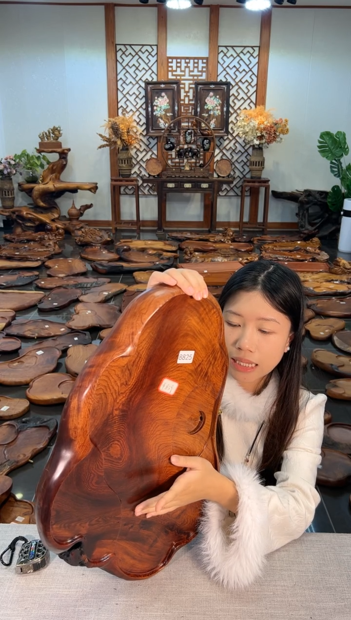 【闪购商品】大果紫檀（缅甸花梨）茶盘8825