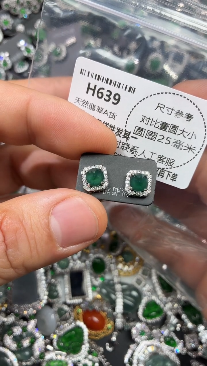 颈饰未镶嵌翡翠H639耳钉