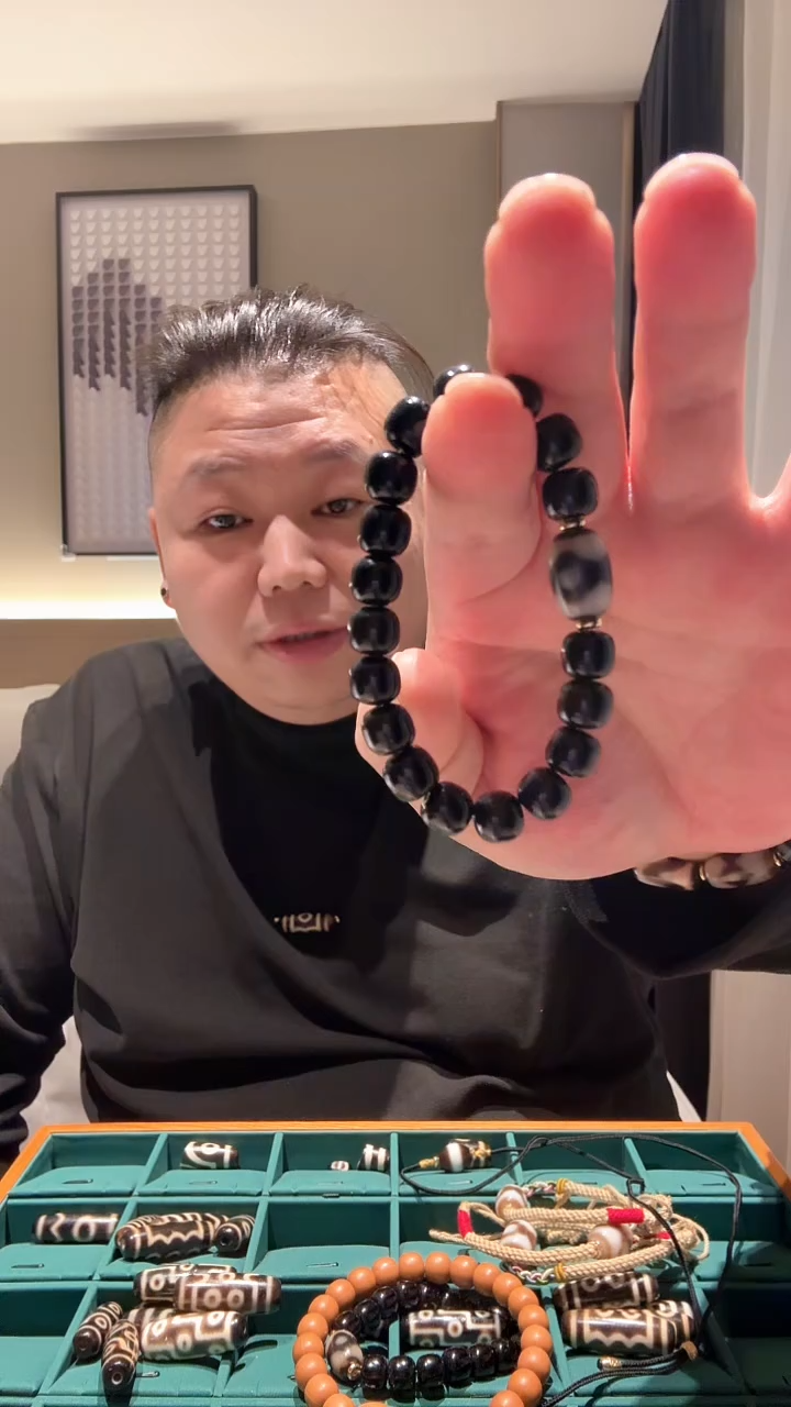 未镶嵌手串玛瑙/玉髓极品黑曜石手串多样性发K002