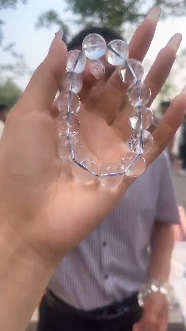 水晶手链未镶嵌天然白阿赛手串多样性发一14mm