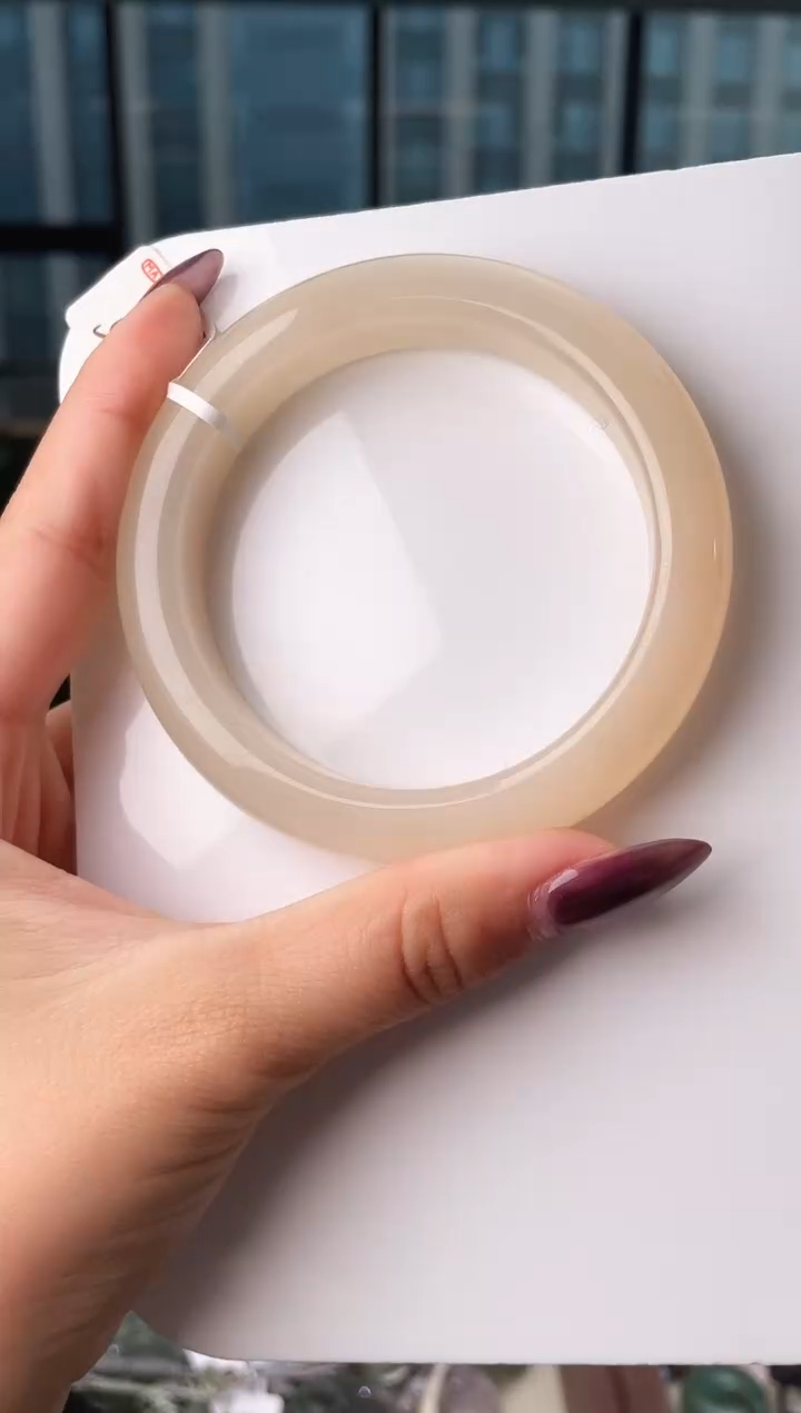 未镶嵌手镯和田玉藕粉手镯 圈口下单备注