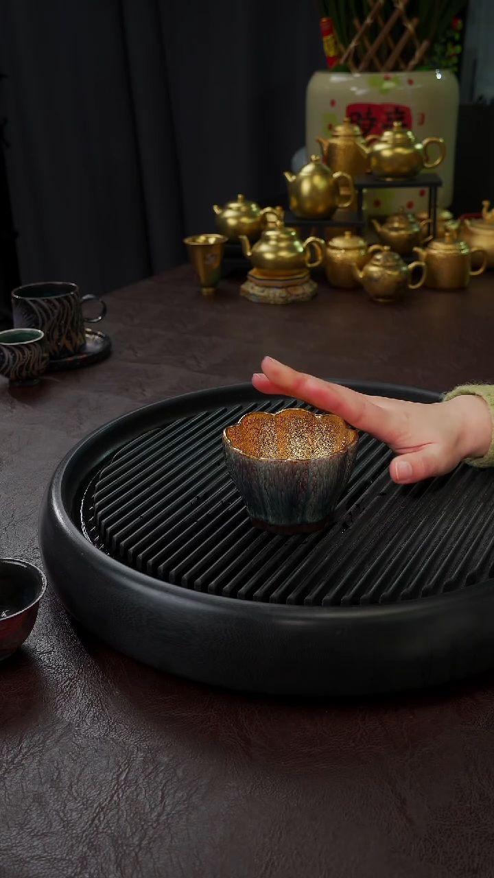 【闪购商品】杯【宜景窑天目釉鎏金】六字真言杯