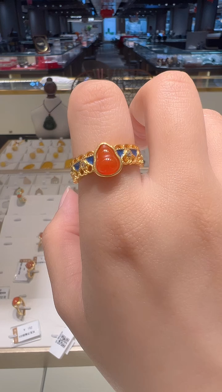 【闪购商品】南红玛瑙戒指银S925镶嵌34