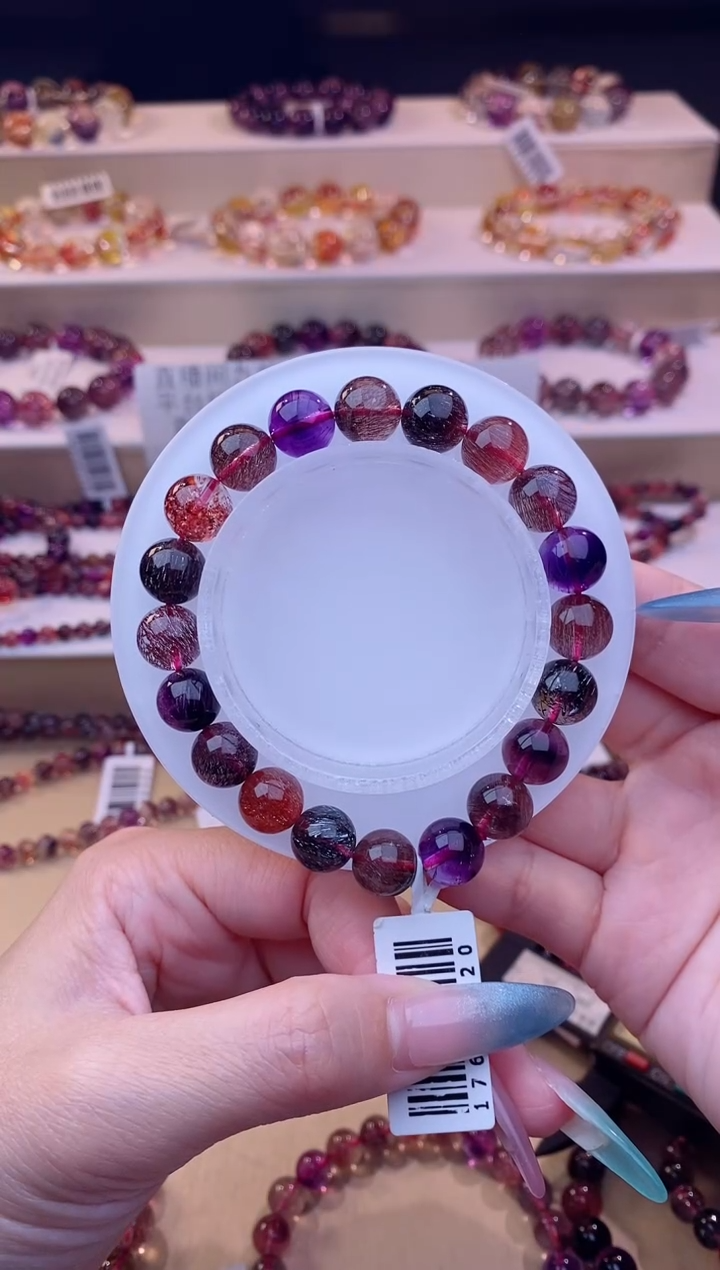 未镶嵌手串水晶黑加仑超七单圈9m+