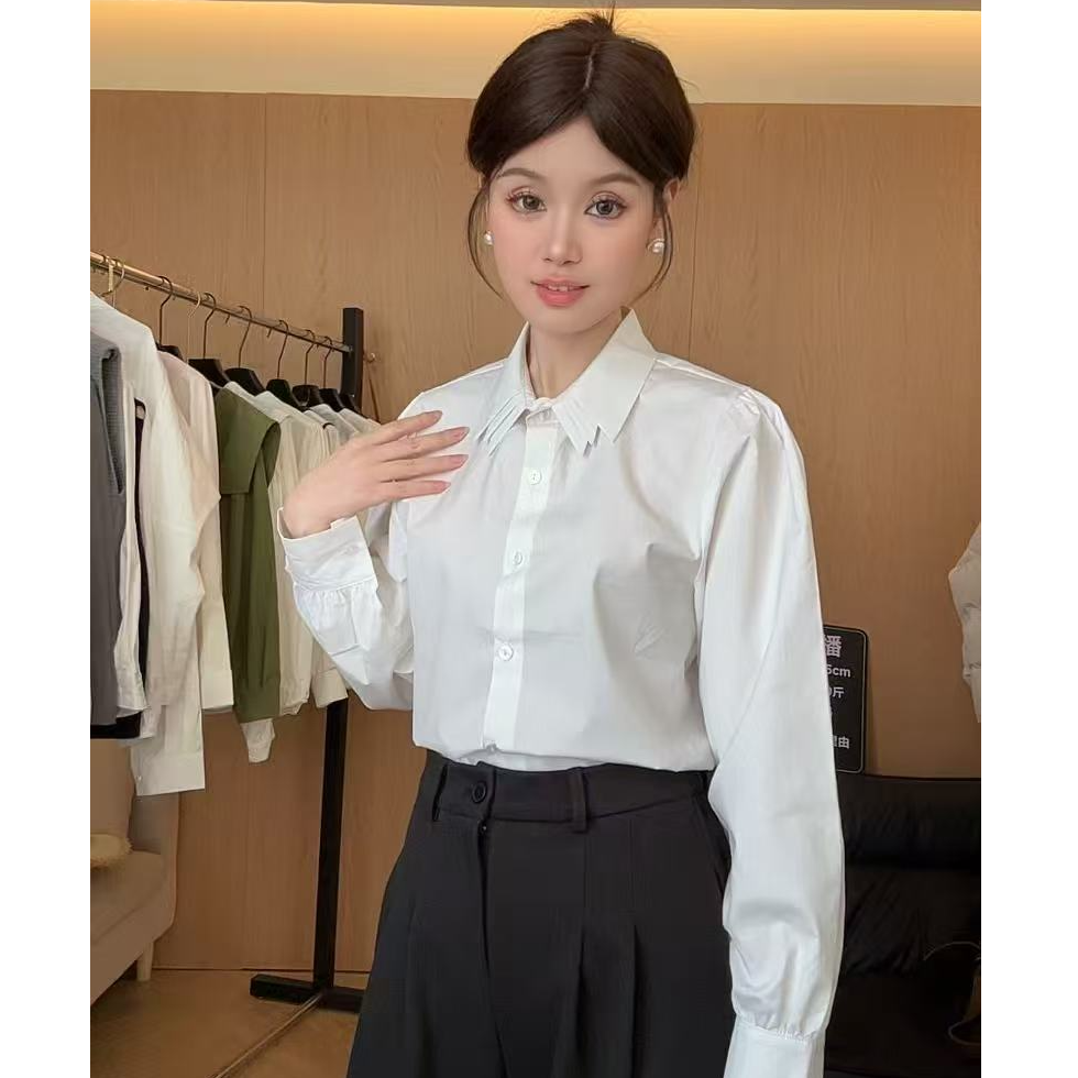 白色衬衫女新款高级感内搭减龄气质显瘦百搭打底衫上衣