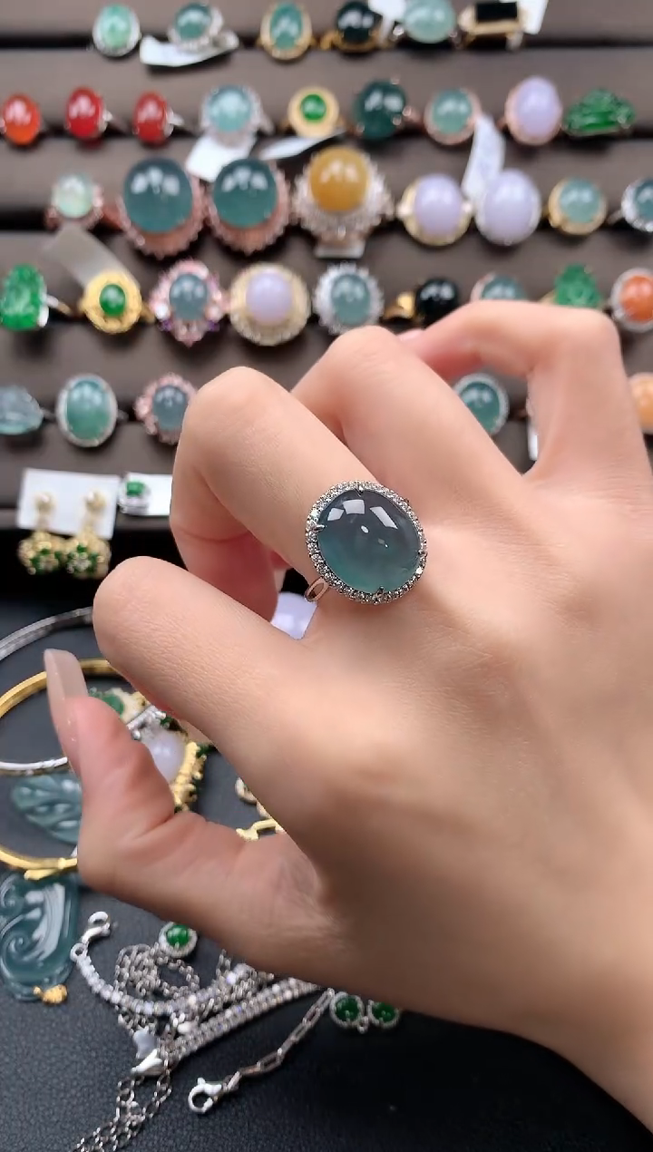 【闪购商品】翡翠戒指银S925镶嵌313131