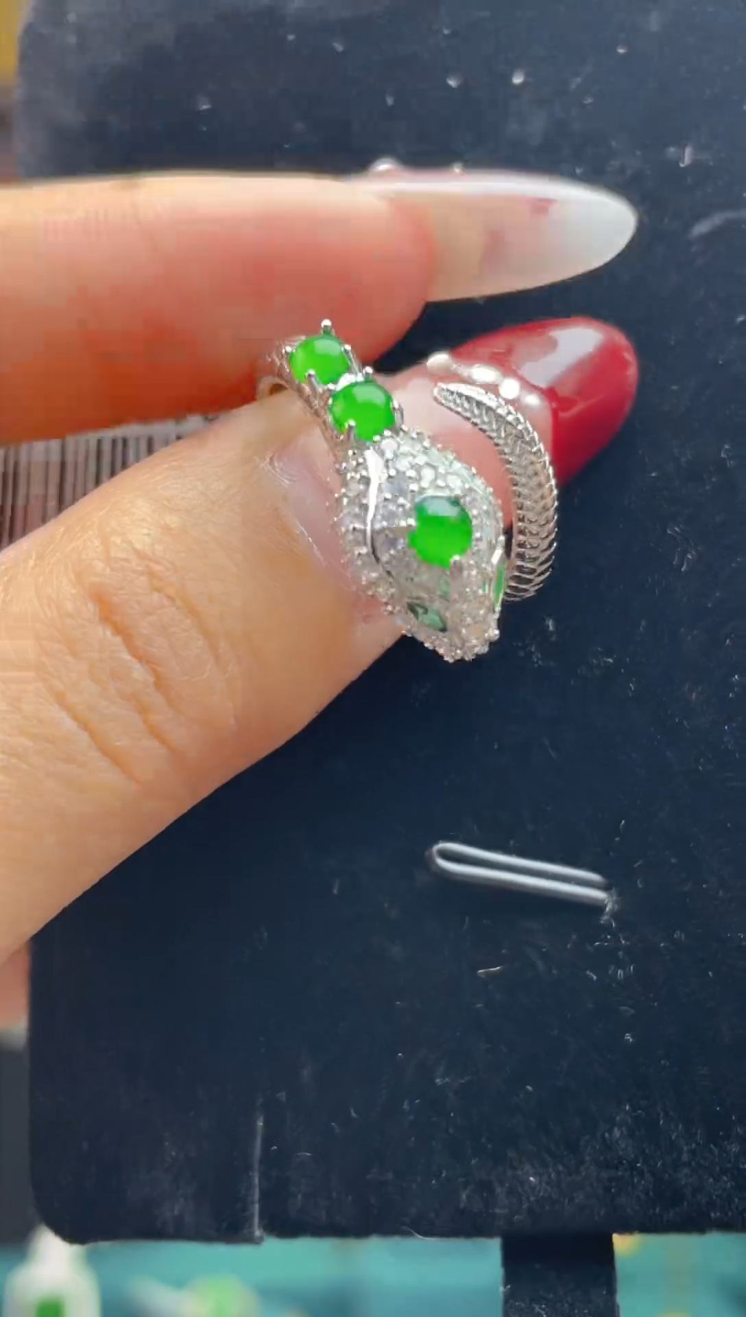 【闪购商品】翡翠戒指银S925镶嵌天然A货翡翠多样性发一