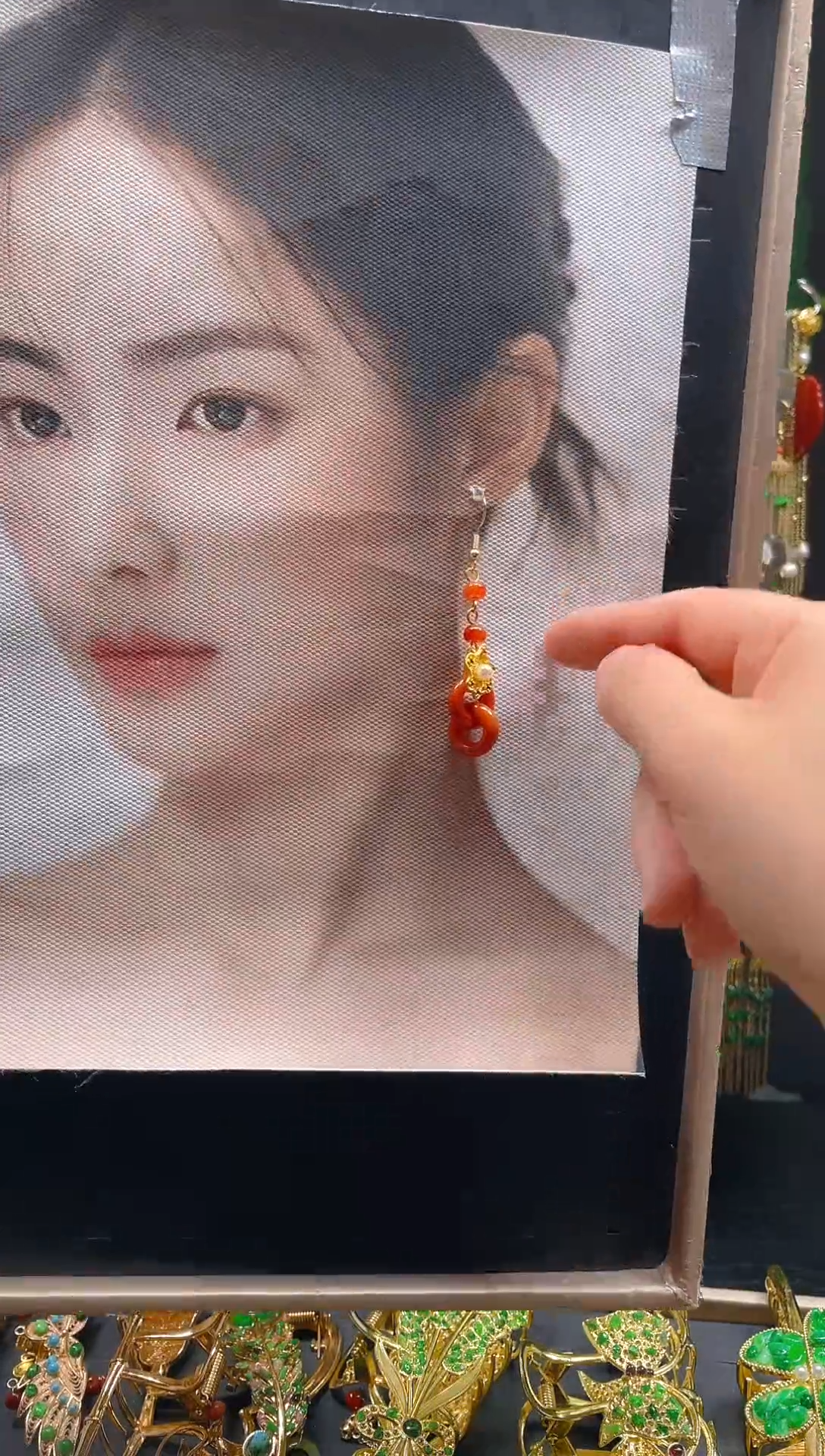 【闪购商品】翡翠耳饰合金085翡翠耳钩一个