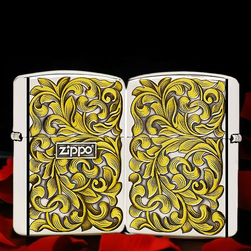 ZIPPO/之宝打火机镀银鎏金【唐草中标】盔甲机原装正品煤油机DYJ1