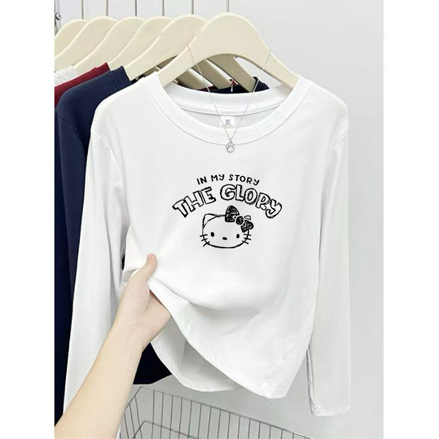 【012字母KITTY】设计感长袖T恤打底内搭洋气秋冬新款减龄上衣