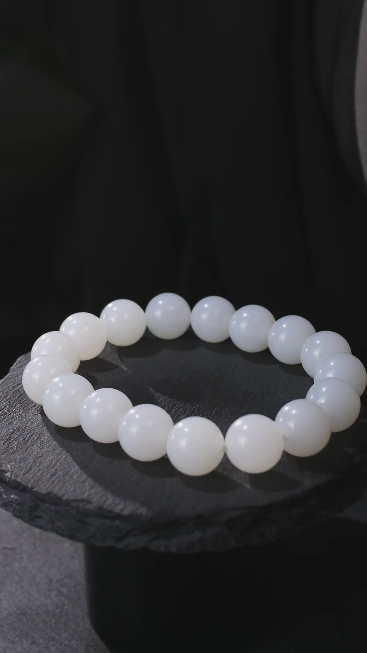 【闪购商品】和田玉手串未镶嵌和田玉白玉单圈卡12mm