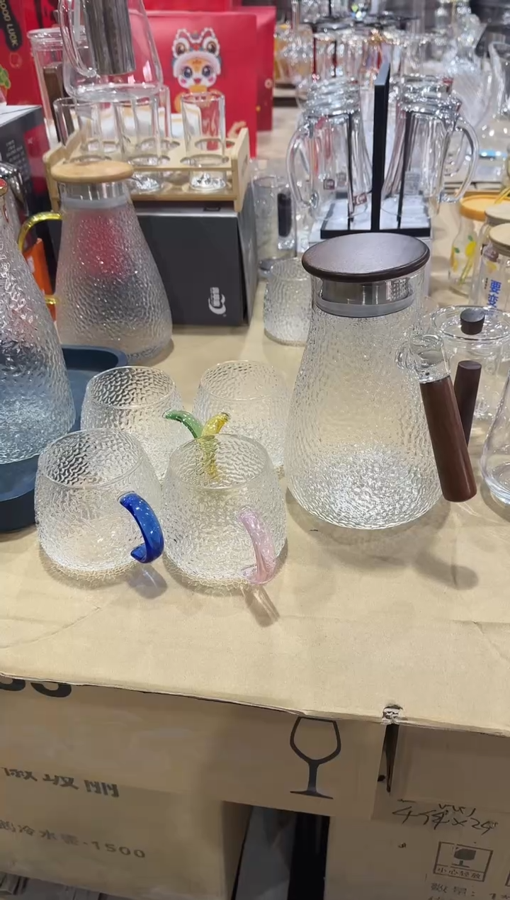 【闪购商品】玻璃无盖款青苹果闪购价1壶+4杯黄蓝绿粉