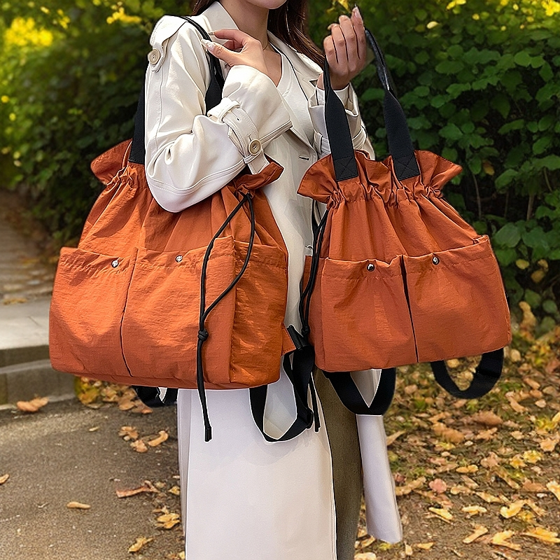 时尚轻便双肩包女2024新款大容量短途旅行包大学生百搭手提袋单肩